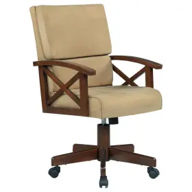 Co 021032134136 Marietta Upholstered Game Arm Chair With Casters In Tobacco And Tan