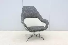 Cow712 Coalesse And Steelcase Contemporary Scott Wilson For Sw 1 Gray High-back Lounge Swivel Chair