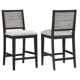 121229 Coaster Elodie Dove Gray And Black Fabric Padded Seat Counter Height Dining Chair Set Of