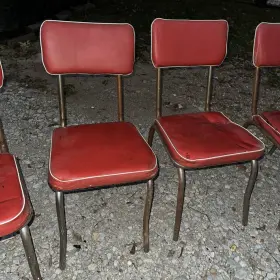 Co-2450r Coaster Retro Open Back Side Chairs Red And Chrome Set Of 2