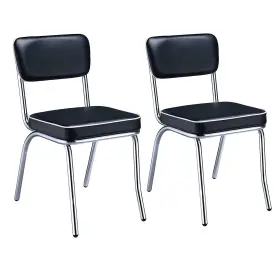 Coaster Fine Furniture 700814890018 Home Furnishings Retro Open Back Side Chairs Black And Chrome Set Of 2