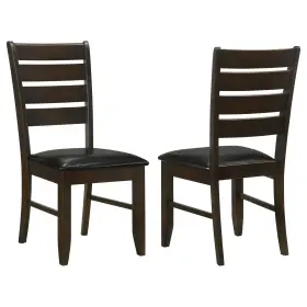 Coaster Home Furnishings 021032238865 Dalila Set Of 2 Wood Ladder Back Dining Side Chairs Black Faux Leath