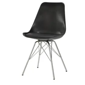 Coaster Home Furnishings 021032342579 Furniture Armless Black And Chrome Set Of 2 Dining Chair 18.75 Inch W X