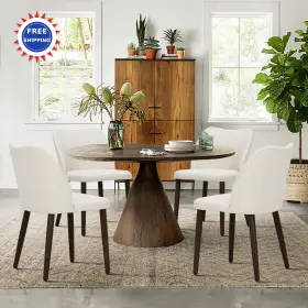 3008b Colamy Upholstered Dining Chairs Set Of 4 Fabric Kitchen Side Chair Beige Modern