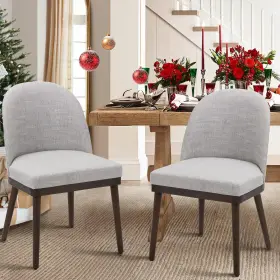 3023-lgr Colamy Upholstered Dining Chairs Set Of 2 Room Kitchen Light Grey