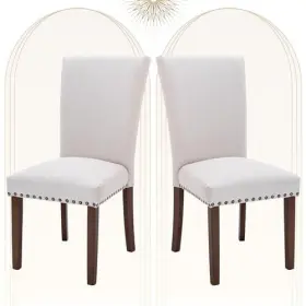 Colamy 605129072510 Upholstered Parsons Dining Chairs Set Of 2 Fabric Room Kitchen Side C