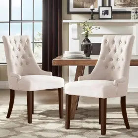 Colamy 605129072862 Wingback Upholstered Dining Chairs Set Of 2 Fabric Side Room W