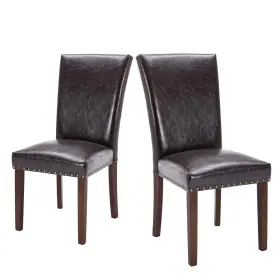 Colamy 605129072978 Upholstered Parsons Dining Chairs Set Of 2 Pu Leather Room Kitchen Si