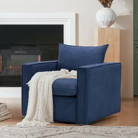 Colamy 635401907292 Swivel Chair 34 Inch Upholstered Accent With Back Support Pillow M