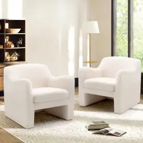 Colamy 635401910605 Sherpa Accent Chairs Set Of 2 Living Room Soft Padded Armchai