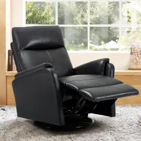 Colamy 635401911312 Swivel Rocking Recliner Glider Chair Leather Reclining Rocker With Foo