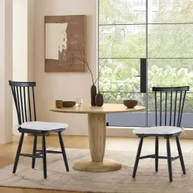 Colamy 635401912067 Windsor Dining Chairs Set Of 2 Black Wood Kitchen Room With Sp
