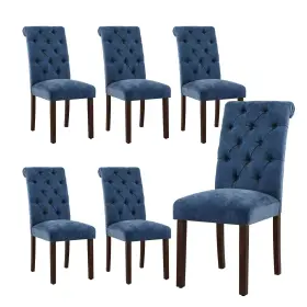 Colamy 636144796693 Tufted Dining Chairs Set Of 6 Upholstered Parsons Room Fabric