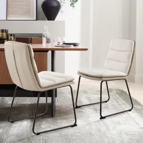 Xw-c126t-cream Colamy 636144797461 Leather Dining Chair Set Of 2 Cream
