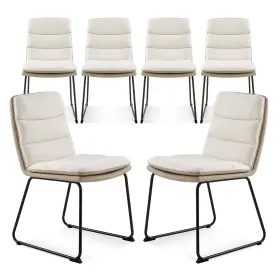 Colamy 658358548165 Dining Chairs Set Of 6 Modern Waffle Fabric Faux Leath