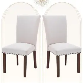 Colamy 658358549131 Upholstered Parsons Dining Chairs Set Of 2 Fabric Room Kitchen Side C