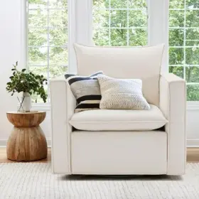 Colamy 932318000448 Swivel Accent Chair 34 Inches Wide Upholstered Arm With Plump Back Pil