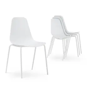 Colamy 932318000523 Modern Dining Room Chairs Set Of 4 Plastic Kitchen Stackable P