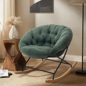 Colamy 932318001155 Rocking Chair Nursery Upholstered Glider Rocker Accent Saucer Armchair