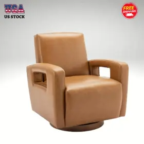 Colamy 932318001285 Chair Recliner Swivel Imitation Leather With Solid Wood Base