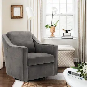 Colamy 932318003586 360 Swivel Accent Chair Set Of 2 Upholstered Fabric Leisure Armchair With L