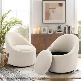 Colamy 932318004101 Swivel Accent Chair Set Of 2 360 Barrel With Hidden Storage M