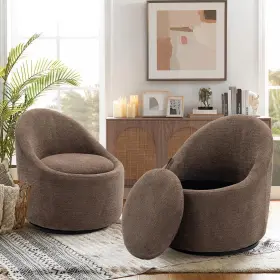 Colamy 932318004149 Swivel Accent Chair Set Of 2 360 Barrel With Hidden Storage M