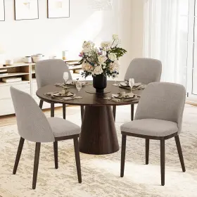 Colamy 932318032661 Upholstered Dining Chairs Set Of 4 Modern Kitchen With Back Fabric S