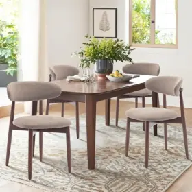 Colamy 932318037277 Wooden Dining Chairs Set Of 4 Modern Fabric Upholstered Room Chair F