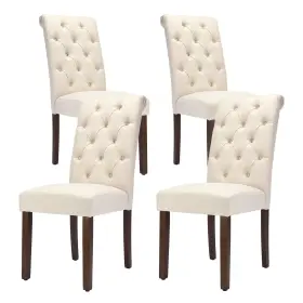 Colamy 975574730889 Tufted Dining Chairs Set Of 4 Upholstered Parsons Room Fabric