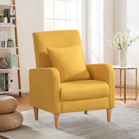 Colamy 975574730957 Modern Upholstered Accent Chair Armchair With Pillow Fabric Reading Living R
