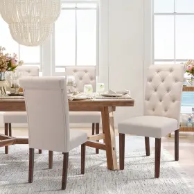 Colamy 975574733347 Tufted Dining Room Chairs Set Of 4 Parsons Diner Upholstered Fabric S