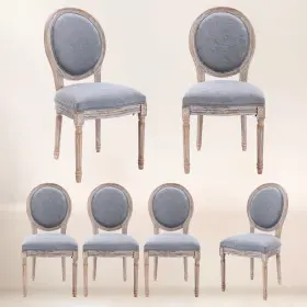 H25-grey Colamy 975574735846 Oval Round Back Dining Chairs Set Of 6 Grey