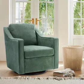 Colamy 975574739721 Upholstered 360 Swivel Accent Chair With Track Arms Thick Padded Arm