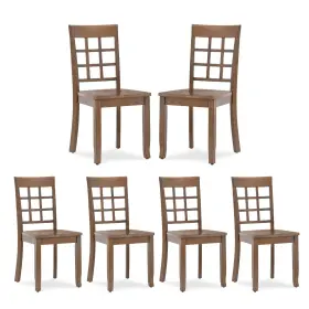Colamy 977155474038 Wooden Dining Chairs Set Of 6 Nine-square High Back Kitchen Side Chair Farm