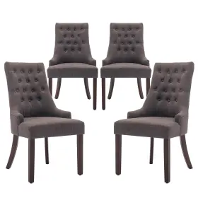 Colamy 977155474496 Wingback Upholstered Dining Chairs Set Of 4 Fabric Side Room C