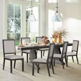 Colamy 977155475691 Wood Dining Chairs Set Of 6 Mid Century Modern Upholstered Kitchen Ch