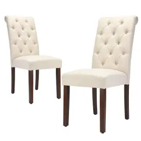 A242bei Colamy Tufted Dining Chairs Set Of 2 Upholstered Parsons Room Fabric