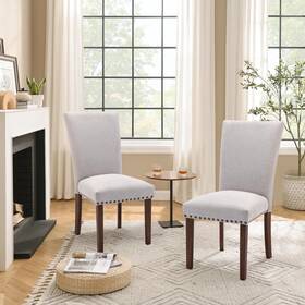 Colamy A422 Fabric Dining Chairs Set Of 2 Parsons Upholstered Nailhead Roo