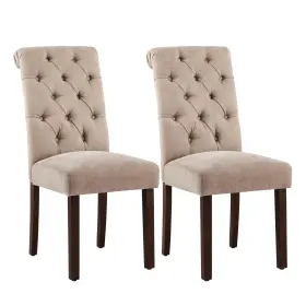 B242-camel-1b Colamy Tufted Dining Chairs Set Of 2 Room Fabric Kitchen Side Chair