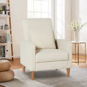 B248-beige Colamy Modern Upholstered Accent Chair Armchair With Pillow Fabric Reading Li