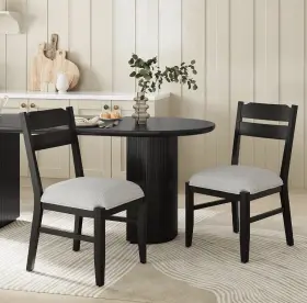 Dcw26 Colamy Modern Farmhouse Dining Chair Black Gray Ladder Back Cushioned Dcw26 Colamy Modern Farmhouse Dining Chair Black Gray Ladder Back Cushioned
