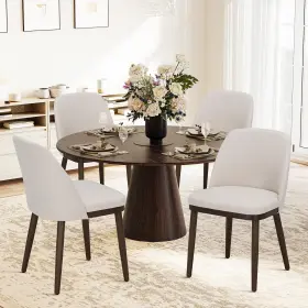 Vc-3100-be-n1-2b Colamy Upholstered Dining Chairs Set Of 4 Modern Kitchen With Back Fabric S