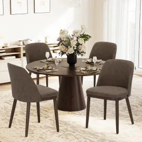 Vc-3100-dbr-n1-2b Colamy Upholstered Dining Chairs Set Of 4 Modern Kitchen With Back Leather