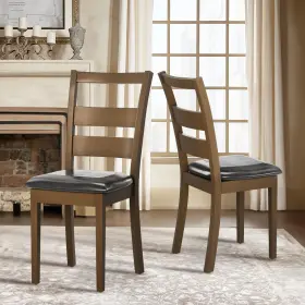 Vc-d6201-brbk-fl Colamy Upholstered Dining Chairs Set Of 2 Pu Leather High Back Adjustable Foot Pegs