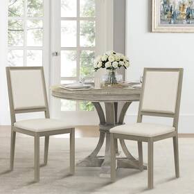 Colamy Vc-d6209-gy Upholstered Kitchen Dining Chairs Set Of 2 Wood With Back 19