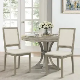 Vc-d6209-gy Colamy Upholstered Kitchen Dining Chairs Set Of 2 Wood With Back 19