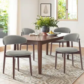Vc-d6270-gn-fb-2b Colamy Wooden Dining Chairs Set Of 4 Modern Fabric Upholstered Room Chair F