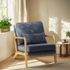 Ze906-blue Colamy Mid Century Modern Accent Chair With Lumbar Pillow Relaxing Armchair So