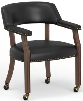 6575-900-50 Comfort Pointe Georgio Dining And Game Chair In Walnut With Black Faux Leather Casters